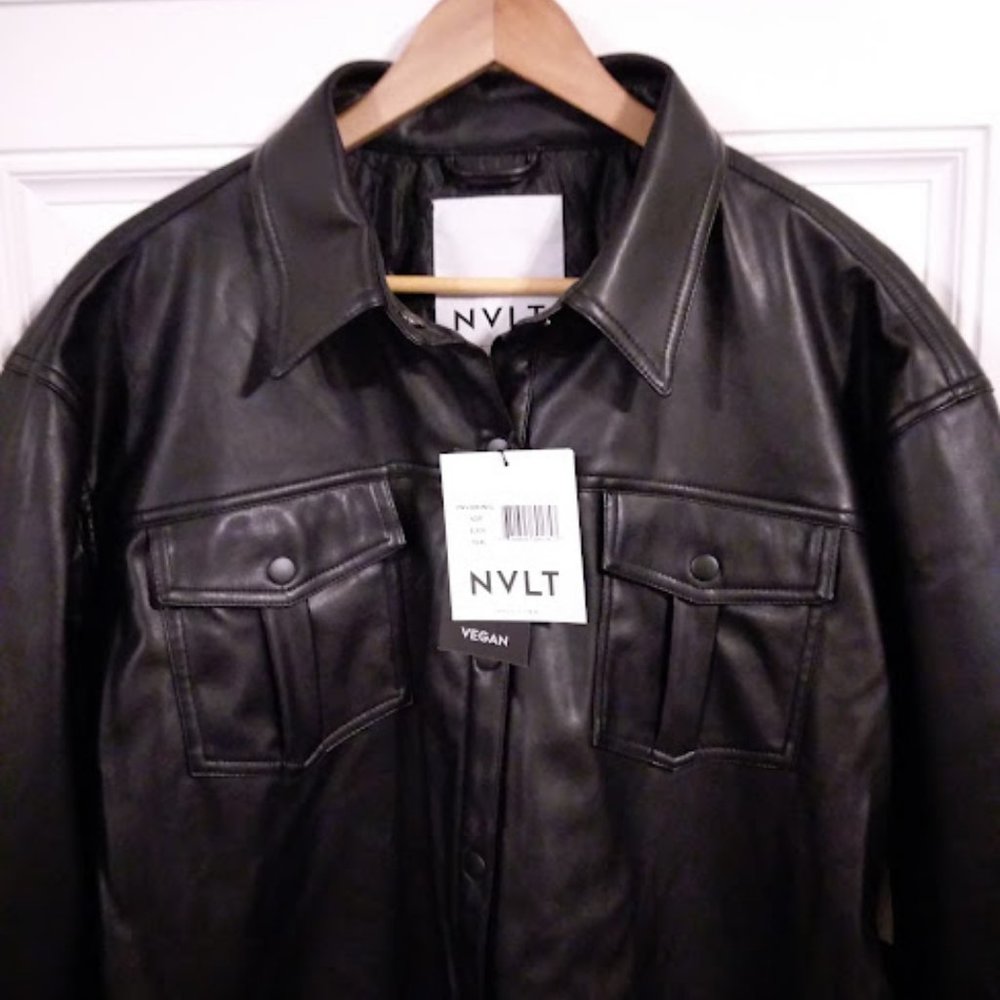 FREE SHIPPING! NVLT Women’s Vegan Leather Shirt Jacket - Picture 6 of 11